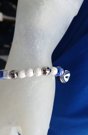 Bracciale Uomo Acciaio e Ceramica Chiusura Bottone 