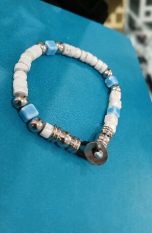 Bracciale Uomo Acciaio Ceramica con Chiusura Bottone Acciaio