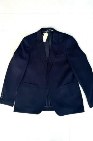 "Blu e Nero Elegante: Solo giacca Blu Scuro con Raffinata Impuntatura Bianca Interna"